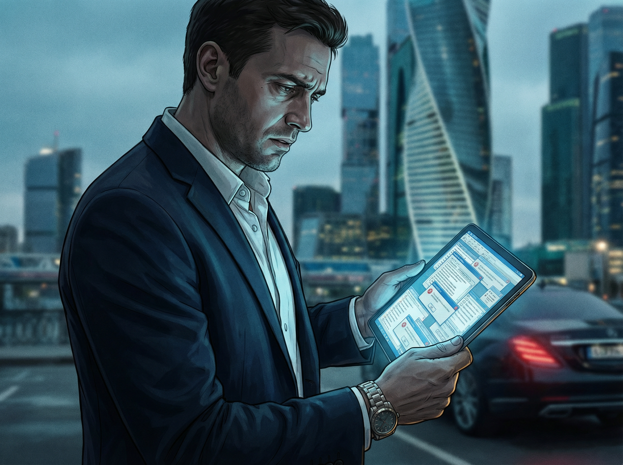 Agent struggling with complex CRM interface on a tablet while on the go